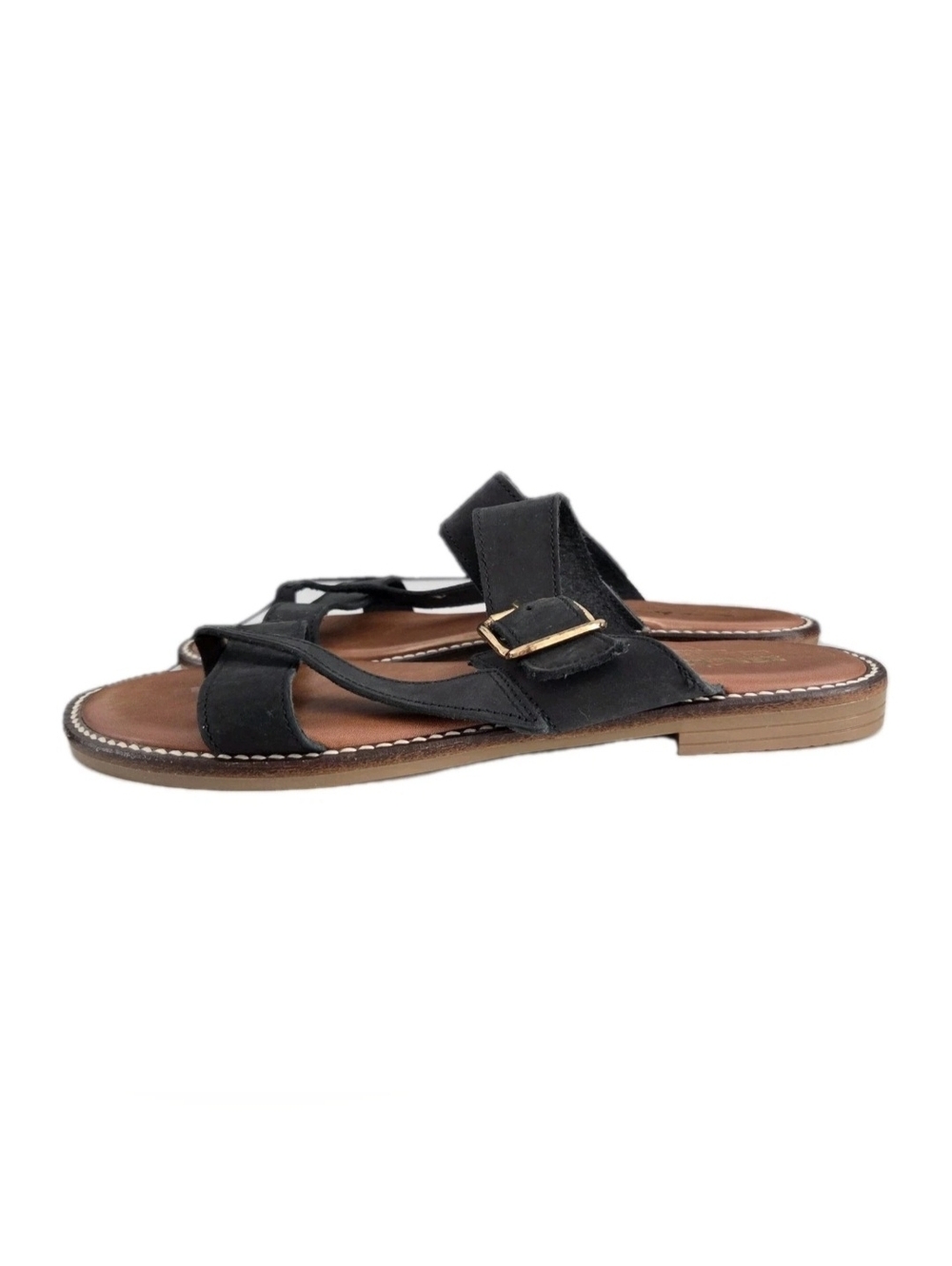 Coach And Four Black Leather Sandals Women's Size 9 Resortwear Travel